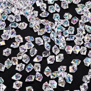 DomeStar 550PCS Bright Clear Vase Fillers, Acrylic Fake Crushed Ice Rocks Clear Gems Crystals Plastic Diamonds for Vase Fillers Centerpiece Fish Tank Table Scatter Photography Props Display Decoration
