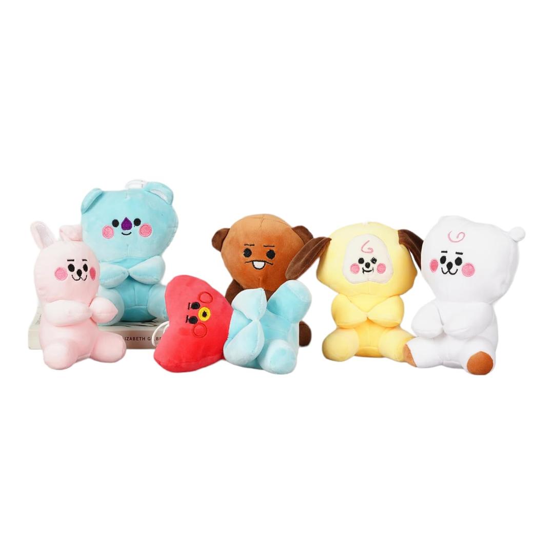 BTS Bt21 Pack of 6 Stuffed Toys - Adorable Plushies for Fans of All Ages - Complete Collectible Set Featuring Your Favorite Members