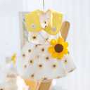 Dog Dress Soft Breathable Puppy Dresses Elegant Princess Lace Floral Pet Dress with Sunflower for Small Dog M