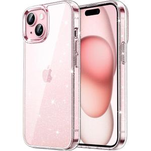 JETech Glitter Case for iPhone 15 6.1-Inch, Bling Sparkle Shockproof Phone Bumper Cover, Cute Sparkly for Women and Girls (Clear)