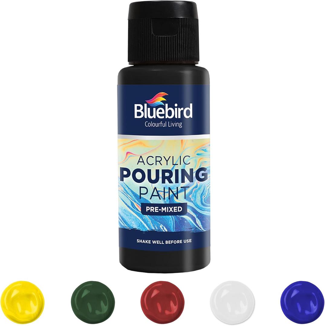 3 x BLUEBIRD Acrylic Pouring Paint, Black, 3.4 Fl Oz - Easy To Use & Ready To Pour Acrylic Paint for Canvas, Paper, Wood