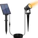 APONUO Metal Solar Spot Lights Outdoor with 9.8ft Cable Solar Powered Landscape Lighting Low Voltage IP65 Waterproof Auto On/Off for Outside Garden Yard Landscape Pathway Garage-Warm White(1-in-1)