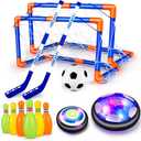 Hover Soccer Ball for Kids, 4-In-1 Air Floating Soccer Toy Set, Rechargeable Hover Soccer & Hockey Ball with LED Light, Indoor Outdoor Toys for Kids, Sport Toys for Boys Girls 3 4 5 6 7 8-12 Years Old