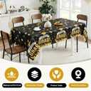 3 x Accevo Graduation Decorations 2026, 108" X 54" Graduation Tablecloth, Black Gold Rectangle Class of 2026 Table Cloths, Disposable Plastic Congrats Grad Tablecover for Grad Party Supplies, 2 Pack