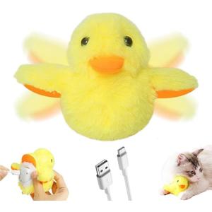 Cat Toys Rechargeable Flapping Duck,2025 New Flapping Duck Cat Toy,Lifelike Quack Chirping,Plush Interactive Exercise Toys for All Breeds (1PC)