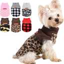 Dog Sweaters for Small Dogs Boy Girl, Leopard Puppy Sweater Fleece Dog Clothes Vest, Stretchy XSmall Doggie Sweater Pet Clothes, Chihuahua Teacup Doggy Clothes, Leopard, M (Medium (Chest 17in ))
