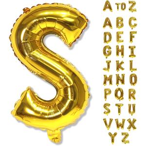 Giant S Alphabet Name Balloon, Gold Self Inflating Custom Letter Balloons Birthday Decor, 40 Inch Helium Mylar Foil Word Balloons Letters for Girls Men Anniversary Party Graduation Decoration Supplies