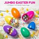 12 Pcs Large Easter Eggs Fillable, 6 Inch Colorful Jumbo Plastic Empty Egg Stand Upright for Easter Eggs Hunt Basket Stuffers Fillers Filling Treats Party Favor Classroom Prizes Supplies (Pure-12Pcs)