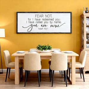 Surfapans Bible Verse Wall Decor Fear Not for I Have Redeemed You Sign 32"×12" Isaiah 43 1 Scripture Christian Rustic Farmhouse Religious Catholic Living Room Vintage Horizontal Hanging Art (Black)