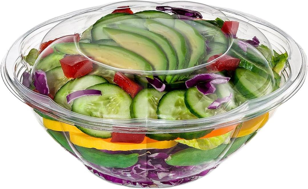 Comfy Package [24 oz. - 50 Count] Clear Plastic Salad Bowls with Lids, Disposable Salad Containers for Lunch - Perfect for Takeout, Salads, and Meal Prep