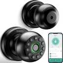 Smart Door Knob Fingerprint Lock 4-in-1 Keyless Entry (Fingerprint/App/Code/Key) Biometric Door with Auto-Lock Easy Install for Home/Bedroom/Office-Black