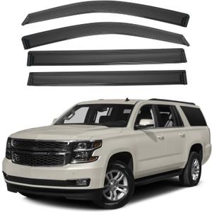 4pcs Front+Rear Smoke Tint Sun/Rain Guard Outside Mount Tape-On Vent Window Visors Compatible with 15-20 Escalade ESV Yukon XL Suburban