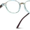 2SeeLife Small Round Reading Glasses for Men & Women  Narrow-Medium Fit, Sturdy Frame, Spring Hinges, Premium Retro Readers, Aqua Blue, +1.25
