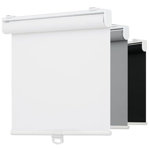 AYZOT Cordless 5% Openness View Roller Shades for Indoor Windows,Solar Screen Flame Retardant,Thermal Insulated UV Protection Fabric,Rolled Up Blinds with Spring System for Home(White,54" W x 72" H)