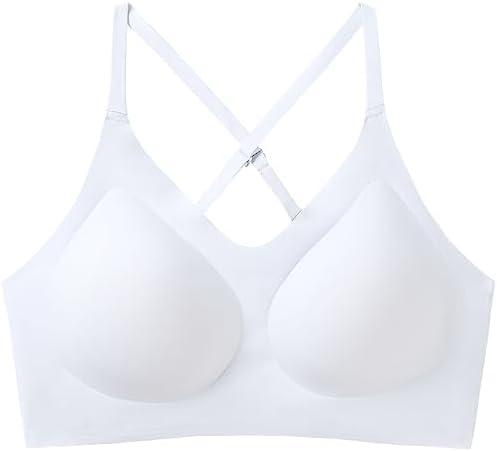 PRETTYWELL Bras for Women Comfort Seamless Bra, Cross Back Adjustable Bralette Bra, Wireless Everyday Bras for Women A-C Cup XL
