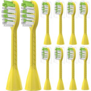 Toothbrush Replacement Heads Compatible with Philips One Series Sonicare Battery Toothbrush BH1022/02, 10 Pack Replacement Heads, Soft Bristles, Mango