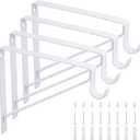 Heavy Duty Closet Rod Bracket 10.8x10.8 Closet Rod Holders Support Right Angle Closet Shelf Bracket for Revive Your Sagging Rod (4PCS-White)