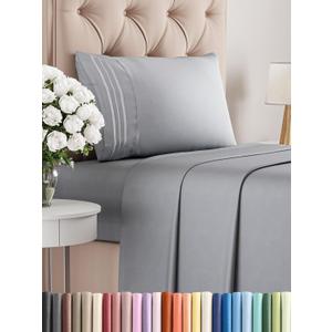 Twin Size 3 Piece Sheet Set - Comfy Breathable & Cooling Bed Sheets Set - Hotel Luxury Bedding for Women, Men, Kids, Teens, Boys & Girls - Deep Pockets, Soft and Wrinkle Free - Oeko-Tex - Steel Blue