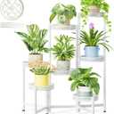 7 Tier Plant Stand Indoor Outdoor, Corner Tiered Plant Stands, Planter Display Rack for Multiple Plants, Wrought Iron Flower Stand, Folding Tall Plant Rack Shelf for House Patio Garden - WhiteWave