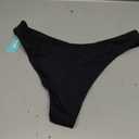 Aqua Eve Women Cheeky Bikini Bottom Brazilian High Cut Swim Bottom Low Rise Bathing Suit Bottom (Black, L)