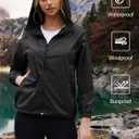 PITINAN Lightweight Rain Jacket Women Packable Wind Breaker Light Rain Jacket Women Waterproof Travel Raincoat (Black, S)