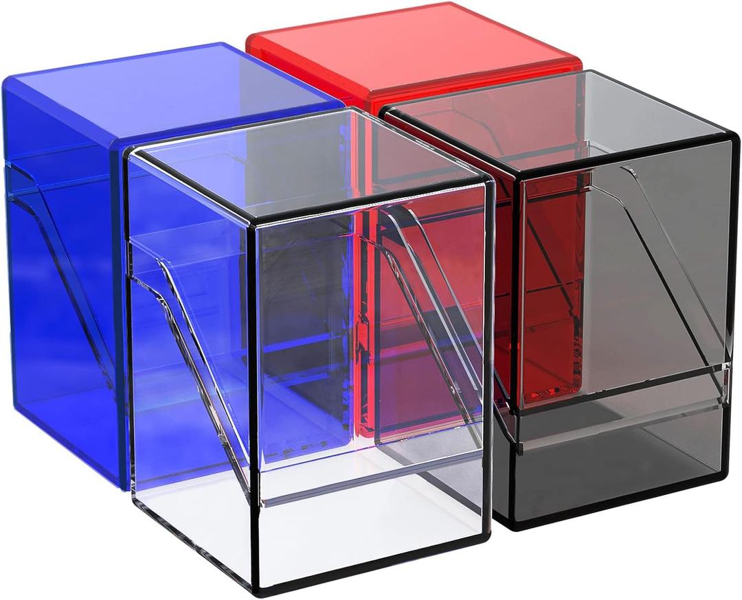KKU 4 Pack Card Deck Cases, Trading Card Storage Boxes Acrylic Card Holder Cases, Deck Storage Box Hold 400+ Sleeved Cards Fit for Sport Cards