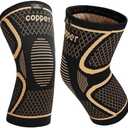 INDEEMAX Copper Knee Brace for Women Men 2 Pack, Knee Compression Sleeve for Knee Pain, Arthritis, Running,Sports and Recovery Support, L