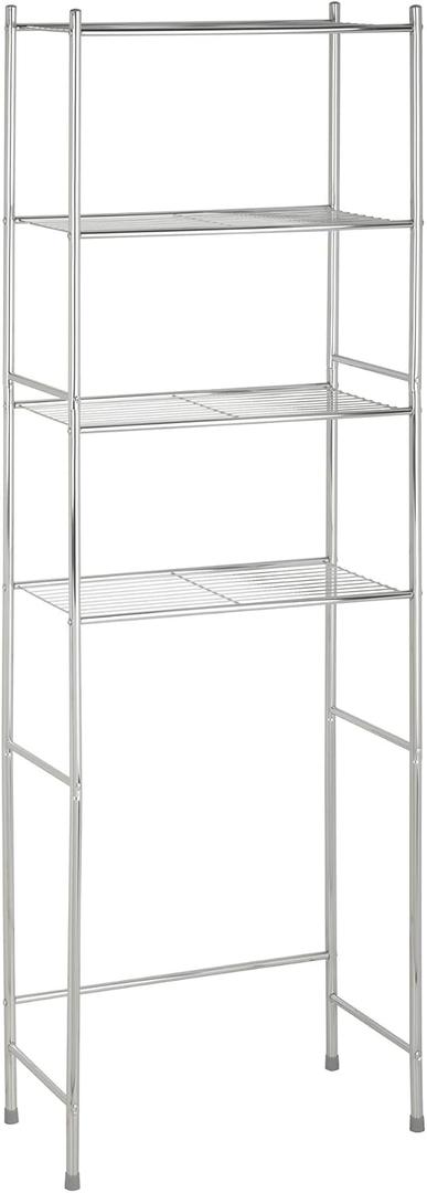 Honey-Can-Do 4-Tier Over-The-Toilet Storage Shelf - Space-Saving Steel Bathroom Restroom Organizer with Neutral Chrome Finish, Ideal for Towels, Toiletries, & Essentials - 24"W x 68"H x 11"D, 24.02" L x 11.02" W x 67.72" H