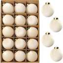 Beige Velvet Balls Ornaments for Christmas Tree 15 PCS, 3.15 Inch Large Shatterproof Neutral Christmas Bulbs Ornaments Set-Decorative Hanging Baubles, Flocked Classic Decor for Holiday(Beige)