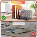 7-Section Metal Upright File Sorter Organizer, Office Small Letter Sorter Desktop File Organizer Metal Mesh Iron Sole, Black