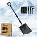 Snow Shovel, 2025 New Upgrade Large-Capacity Lightweight Aluminum Portable Snow Shovel, Parent-Child Playing Shovel, Car Shovel for Driveway, Garden, Camping-Black