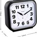 Tinload 5.5" Large No Ticking Analog Alarm Clock,Silent Readable for Seniors,Easy to Set,Gradual Rise Alarm,Big Numbers,Gentle Wake,Snooze, Lighted on Demand,Battery Operated,Black