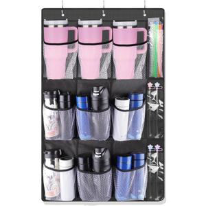 AIERSA Tumbler Organizer for Stanley 30 40 oz Cups with Handle, Cup Holder with Big Pockets for Big Water Bottles, Over the Door Tumbler Holder, Kitchen Cabinets Organizers Accessories