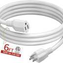 16/3 Short Extension Cord 6 FT, White Extension Cord Flexible & Durable, Indoor 3 Prong Power Cable, Suitable for Home and Office, 13 Amp 1625 Watt 125VAC 16AWG, ETL Listed