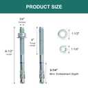 3/4" x 8-1/2" Concrete Anchors (10 Pack) 3/4 inch Wedge Anchors Bolts Zinc Plated