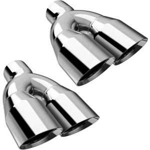 LCGP Dual Exhaust Tip 2.5 inch Inlet 3.5 inch Outlet Universal Car Stainless Steel Angle Cut 2-Packs Tailpipe(left and right)