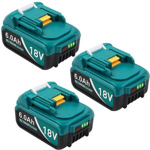 Battery for Makita 18V Battery 6.0Ah, 3Pack Replacement Batteries Compatible with Makita 18 Volts Battery BL1860 BL1820 1830B 1840B 1850B, Fit with Original makita 18V Battery Chargers Blue