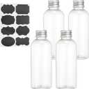 Uxcell 4Pcs Travel Bottles with Screw Cap, 3oz Empty Cosmetic Container Refillable Plastic Bottles for Essentials Oils Shampoo Lotions Cream, Clear
