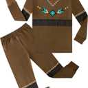 A&J DESIGN Pure Cotton Printed Pjs for 8 Years Kids, 2-Piece Long-Sleeved Pajamas Set