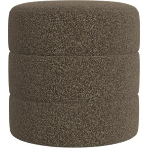 HomePop Upholstered Round Ottoman (No Lid, Seat Only) | HomePop Home Dcor | Round Pouf Foot Rest Dark Brown Boucle