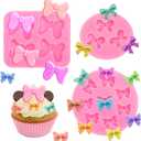 3 Pcs Bow Silicone Mold Fondant Bow Mold Chocolate Candy Cake Pop Molds Bow Molds for Cake Decorating, DIY Desserts, Fondant,Clay