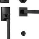 Kolet Front Door Lock Set, Front Door Handle and Deadbolt Set, Single Cyclinder Exterior Door Lock Set, Heavy Duty Zinc Alloy, Reversible for Right & Left Opening, Matte Black