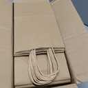 Toovip 100 Pack 5.25x3.25x8.25 Inch Small Plain Brown Kraft Paper Bags with Handles Bulk, Gift Bags for Favor Grocery Retail Party Birthday Shopping Business Goody Craft Merchandise Take Out Sacks
