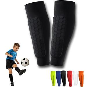 Soccer Shin Guards Shin Pads for Kids Youth Adult, Ski Shin Guards Calf Compression Sleeve with Honeycomb Pads, Lightweight Calf Protective Gear for Football Soccer (Black, Large)