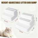 Adjustable 3 Steps Litter Box Ramp with Litter Mat, Cat Litter Box Step with Litter Trapper, Detachable & Non-Slip Cat Stair for Automatic Boxes Small Elderly Cats