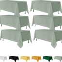 Fitable 6 Pack Sage Green Rectangle Table Clothes - 90 x 132 Inch - Wrinkle and Stain Resistant Fabric Tablecloths, Washable Polyester Table Covers for Wedding, Party, Banquet, Formal Events