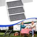 RV Step Covers 3 Pack 22 Inch RV Step Rug with Install Hooks Fit 8-11" Camper Step Cover RV Stair Covers Ideal for Wide Radius Steps - Grey