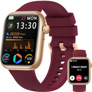 Smart Watch for Men Women(Answer/Make Call), 1.83" Fitness Watch with Heart Rate/Blood Pressure/Blood Oxygen, Pedometer, Sleep Tracker,120+ Sport Modes, IP68 Waterproof Fitness Tracker for Android iOS, Red