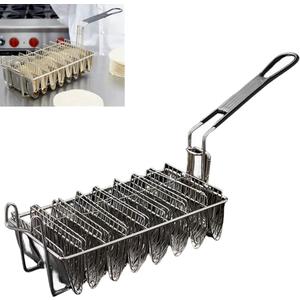 Tortilla Fryer Taco Fryer Basket,Taco Shell Fryer, Holds 8 Shells Deep Fryer Taco Holders Basket with Detachable Grip Handle