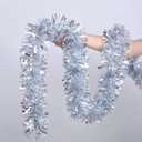Silver Tinsel Garland 49.2Feet Christmas Garland Party Decorations Xmas Tree Decoration Xmas Garland for Twist Hanging Ceiling Indoor Outdoor Christmas Tree Decorations